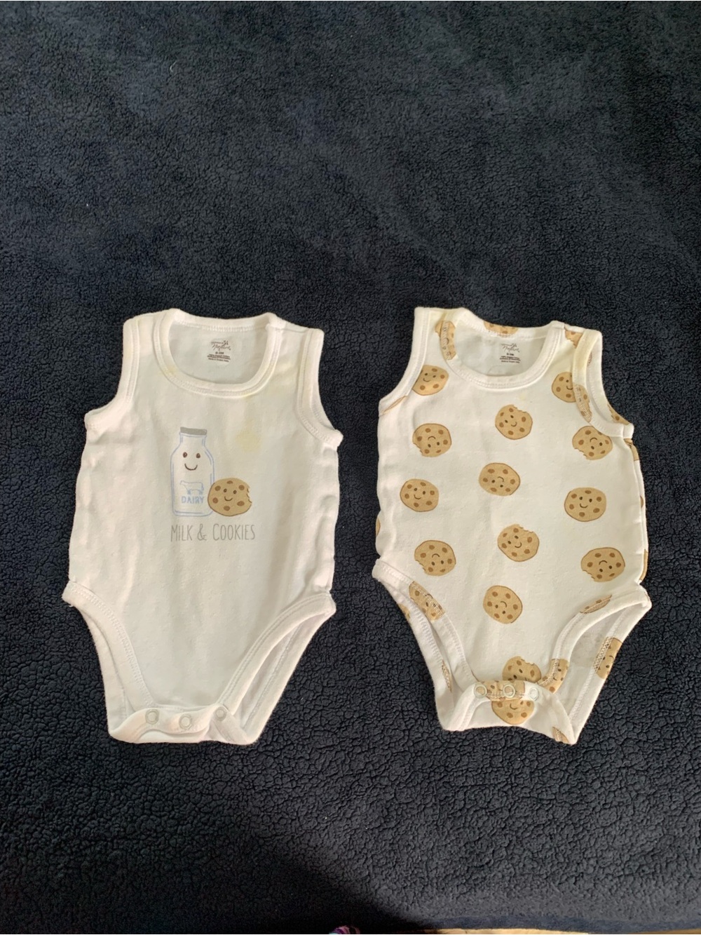 Unbranded Kids White Milk & Cookies Sleeveless One-Piece (2-Pack)